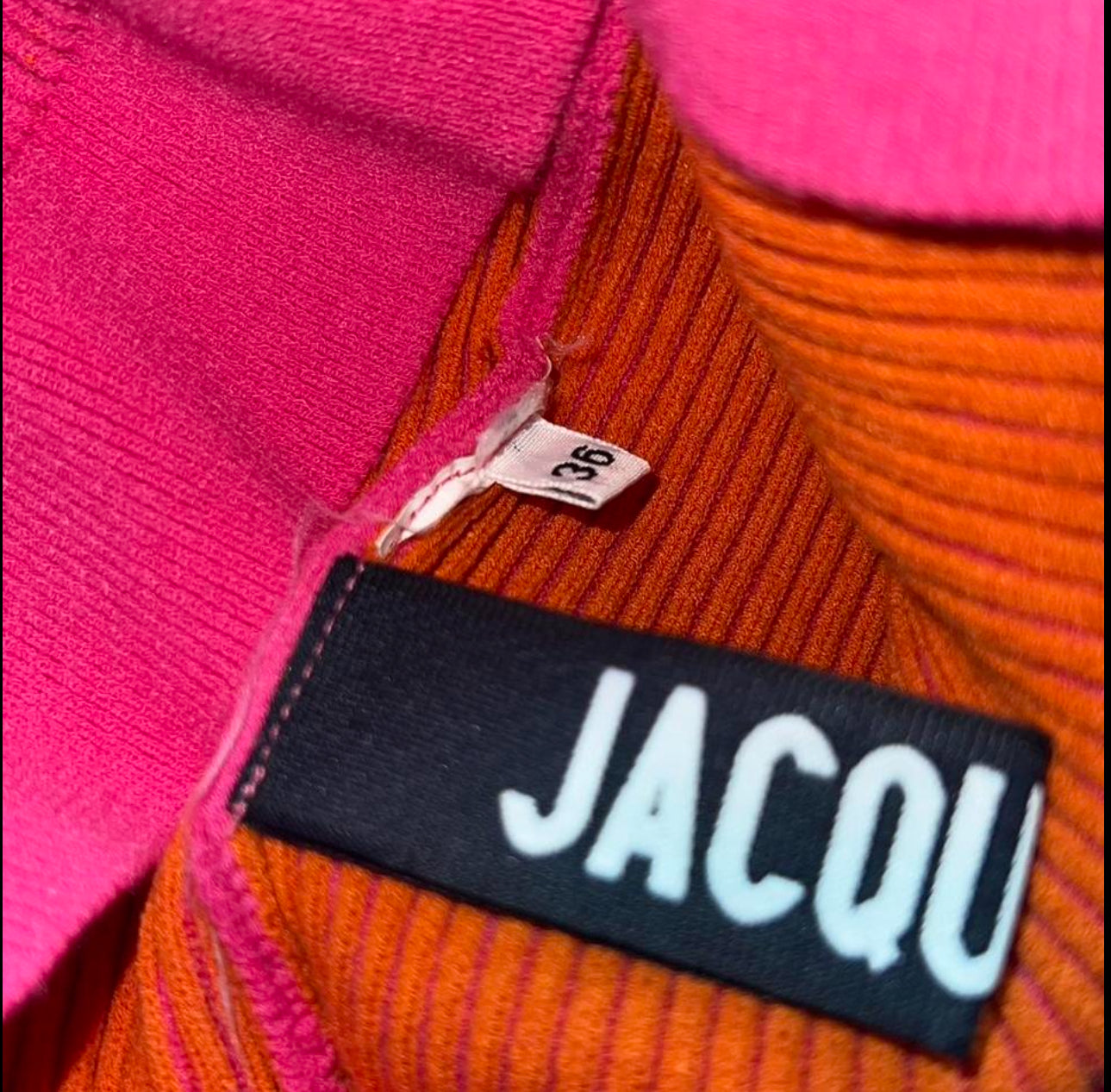 Jacquemus Hot Pink Ribbed Long Sleeve Sweater