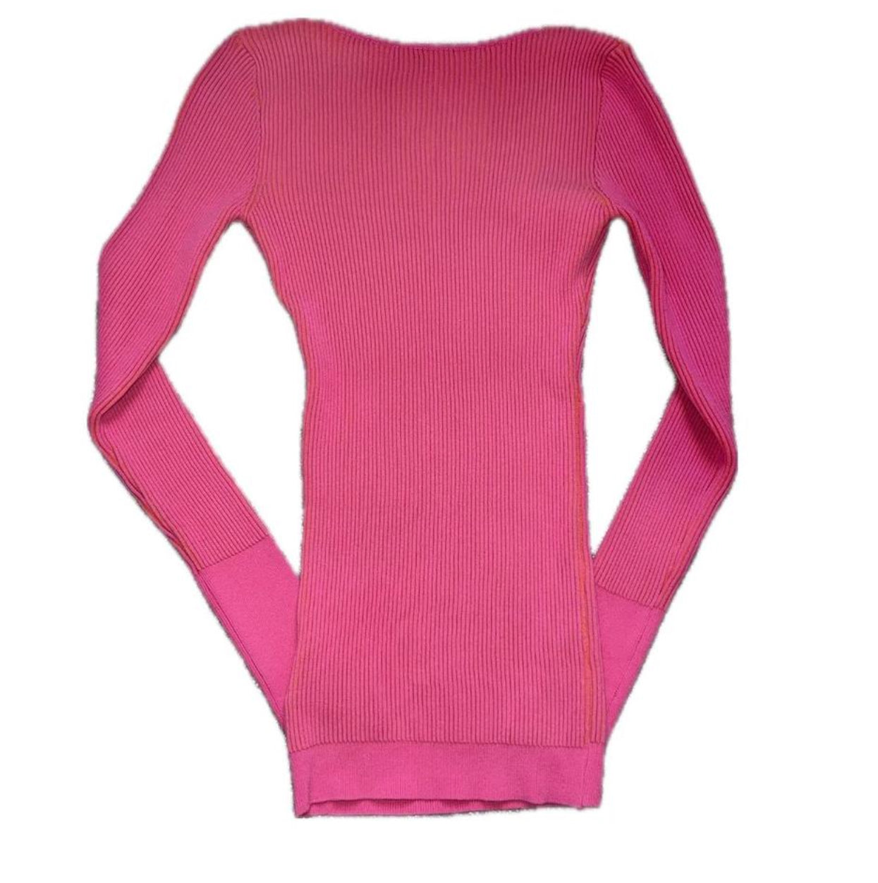Jacquemus Hot Pink Ribbed Long Sleeve Sweater