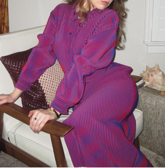 Y/PROJECT Ribbed Long Sleeve Button Up Maxi Dress