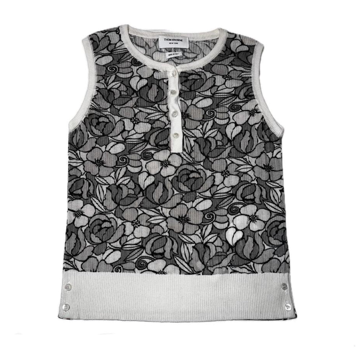 Thom Browne Sleeveless V-Neck Button Down Sweater